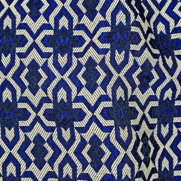 Marella Navy Blue Geometric Print Side Pockets Lined Career Wear Flared Skirt - Picture 4 of 12